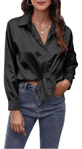 Increíble Blusa De Raso For Mujer Moda Casual Elegante