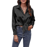 Increíble Blusa De Raso For Mujer Moda Casual Elegante