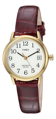 Reloj Analógico De Cuero Timex Indiglo Easy Reader Para Muje