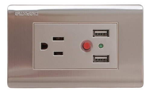 Toma Corriente Con Usb  Acero Inoxidable