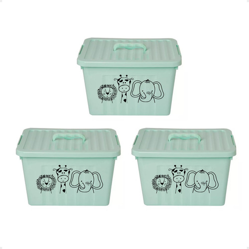 Set X3 Cajas Organizadoras Plasticas Mediana 33x24x20 Safari