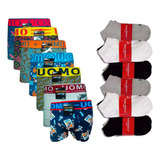 Combo Hombre 12 Boxers Algodon + 12 Pares De Medias Soquetes