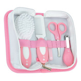 Kit Manicure Higiene Bebê Infantil 5 Pçs Com Necessaire Rosa