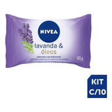 Kit 10 Sabonetes Em Barra Hidratante Lavanda Óleos Nivea 85g