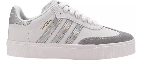 Tênis adidas Samba Plataforma Branco Prata Tamanho 35