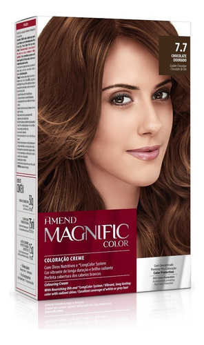 Kit Tintura Amend  Magnific Color Kit Coloração Creme Tom 7.7 Chocolate Dourado Para Cabelo