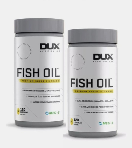 2 Unidades Fish Oil Omega 3 - Dux Concentrado 120 Caps 