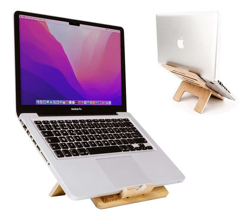 Soporte Notebook Stand Regulable Portatil Atril Madera 