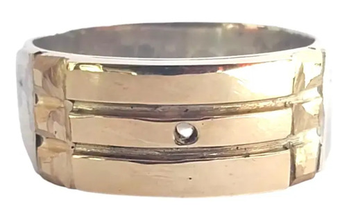 Anillo Atlante Bimetálico Plata.925 Con Oro De 14k