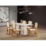 Conjunto Sala De Jantar Mesa Jordania Com 6 Cadeiras Sol Wt