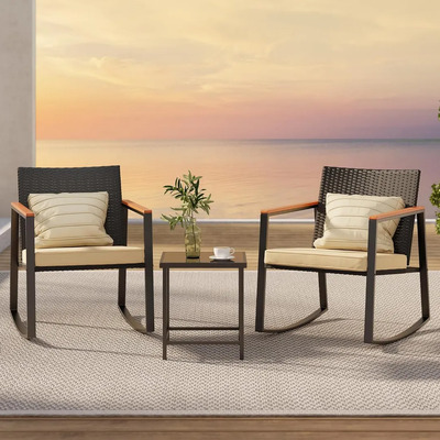 Set de exterior completo con 2 sillas de mimbre sintético y mesa metálica antióxido, muebles resistentes para jardín y terraza color amarillo | MercadoLibre