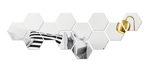 36pcs 3d Espejo Hexagonal Vinilo Adhesivo De Pared Desmontab