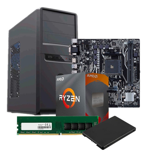 Pc Gamer Ryzen 5 4600g A520 16gb Ssd 960gb Gabinete Kit