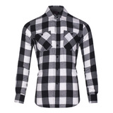 Camisa Manga Larga De Cuadro Franela Para Hombre Casual Moda