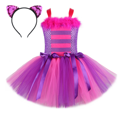 Vestido De Tutú Con Forma De Gato De Cheshire Para Niñas