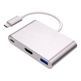 Convertidor Adaptador Usb Tipo C A Hdmi + Usb 3.0 + Tipo C