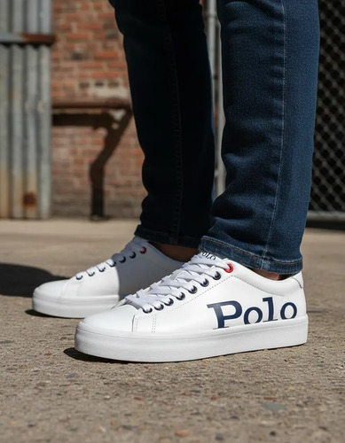 Tenis Polo Ralph Lauren Blancos Casuales Para Hombre Combinables Comodos