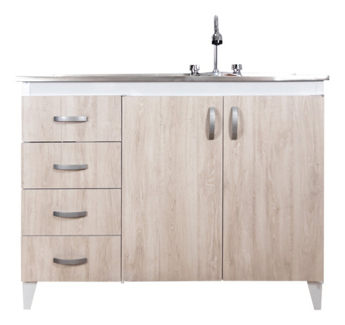 Fregadero Doble Tarja Con Cajones Cocina / Blanco 1.2m