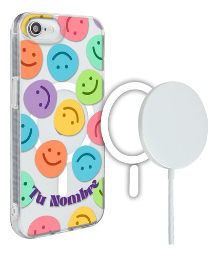 Funda Para iPhone Magsafe Nombre Caritas Felices Para Mujer