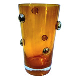 Vaso De Vidrio Color Naranja X2 Un C/incrustacion Alt15,5cm