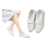 Zapato Cómodo Piel Blanco Calzado Enfermera Clínico Mujer