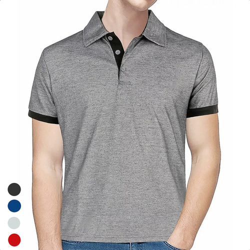 Polera Slim Fit Para Hombre Camisa De Poliéster Abotonada