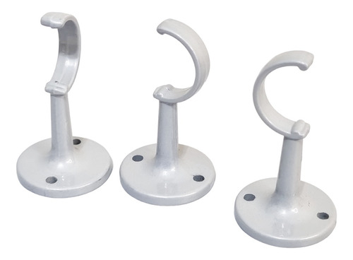 3 Soportes De Cortina Simple Innova Para Caño De 21mm Blanco