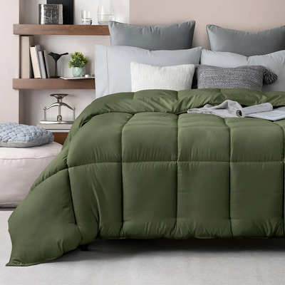Edredón King Size Acolchado Reversible Esquimal Relleno Down Alternative, Ultra Suave, Todo Clima, Compatible Con Funda Duvet Verde | Envío gratis