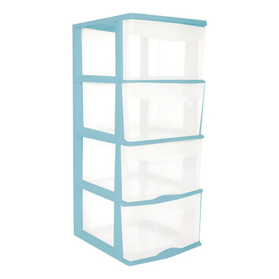 Caja Plástico Organizador Cajonera 4 Cajones Altos 83*39*33 Azul Fox | Envío gratis