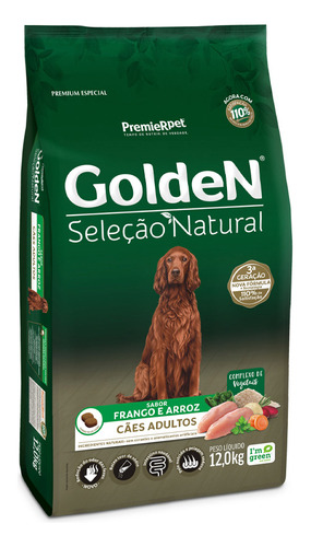 Ração Golden Seleção Natural Cão Adulto Frango E Arroz 12kg