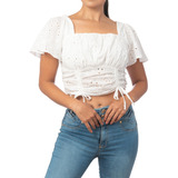  Blusa Moda Blanca Mujer Bonita Crop Top Juvenil