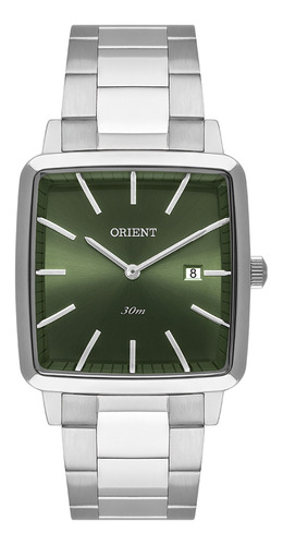 Relógio Masculino Orient Prata Quadrado Verde E Calendário