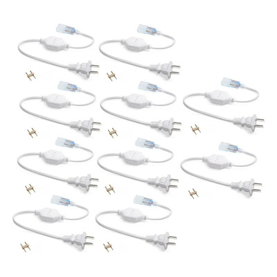 Conector Clavija Para Manguera Led O Neon 110v 10 Piezas 7mm Luz Blanco | Envío gratis