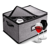 Caja De Almacenamiento De Copas De Vino Con Divisores  Caja