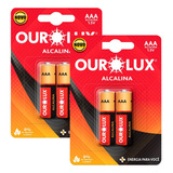 Kit 4 Pilhas Alcalina Palito 1,5v Aaa Ourolux