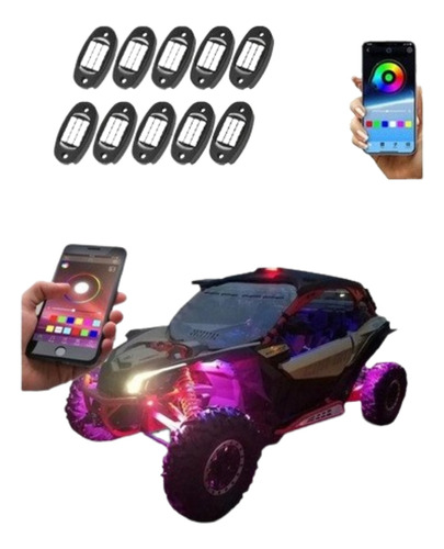 Luces Led Rock Lights 8pz Set Jeep Rzr X3 Rgb Bluetooth
