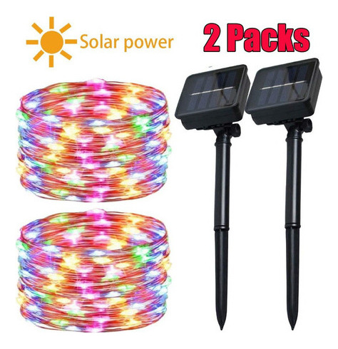 2pack Solar Led Tira De Luz De 5 Metros 50led For Navidad