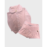 Conjunto De Roupa Infantil Casaco E Shorts Saia Cotelê