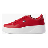 Tenis Tommy Grazie Rojo Suela Blanca De Plataforma Original