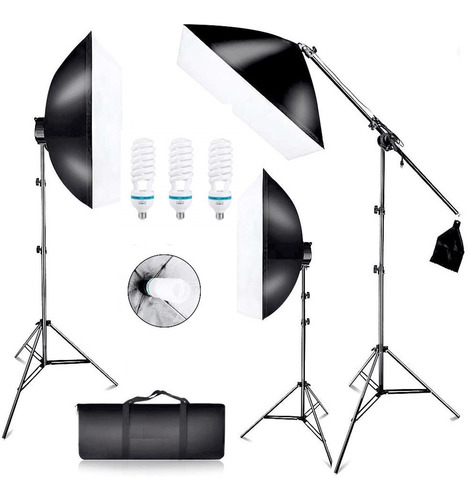 Kit Iluminação Estudio Profissional Softbox 70 Tripé Girafa