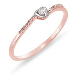 Anillo De Compromiso Oro Rosa 14 Con Diamante  Amelie Joyas