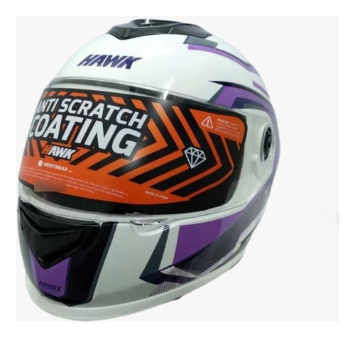 Casco Hawk Rs1 Alpha Blanco/violeta T:m(58cm)-bmmotopartes