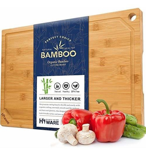 Hiware Tabla De Cortar De Bambú Extra Grande Para Cocina, Ta