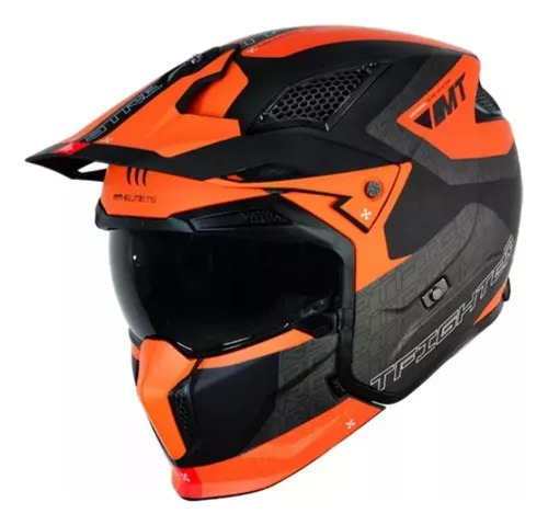 Casco Moto Modular Mt Streetfighter Totem B4 Naranja Mate