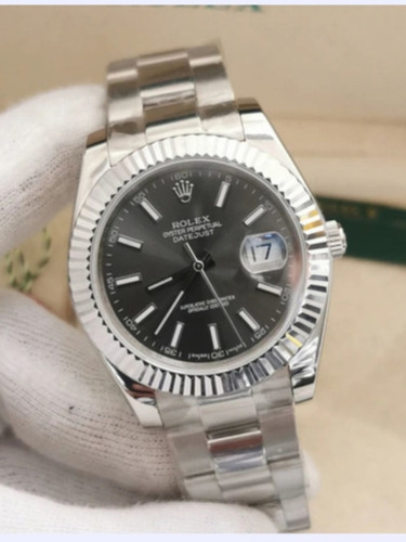 Relógio Rolex Datejust Preto Pulseira Oyster Com Caixa