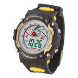 Reloj Negro Dorado Pulsera Digital Resistente Al Agua Casual