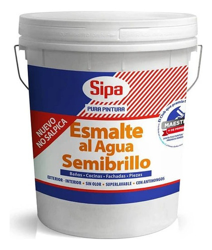 Esmalte Al Agua Antihongos Sipa Blanco Semibrillo Tineta 4gl