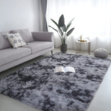 Alfombra De Invierno Peluda Negra Jaspeada 200x240 Suave