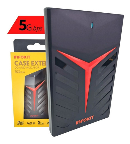 Case Externo Gamer Led Colorido Gaveta Hd Até 3tb Usb 3.0