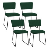 Kit 04 Cadeiras Para Sala De Jantar Allana Suede Verde Musgo